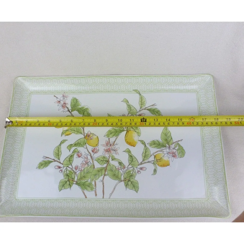 Williams Sonoma Citron Rectangle Platter Tray Lemon Botanical Made in Portugal‎